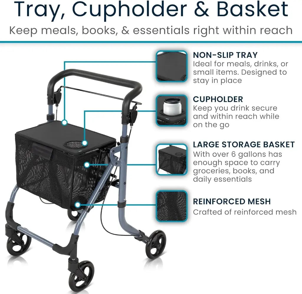Vive Rollator With Cupholder Tray, image 4