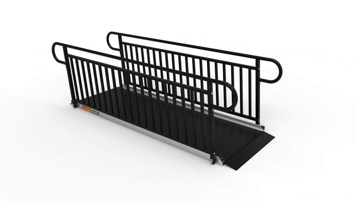 EZ-ACCESS GATEWAY 3G Solid Surface Portable Ramp, 9 ft / Vertical Picket / Black