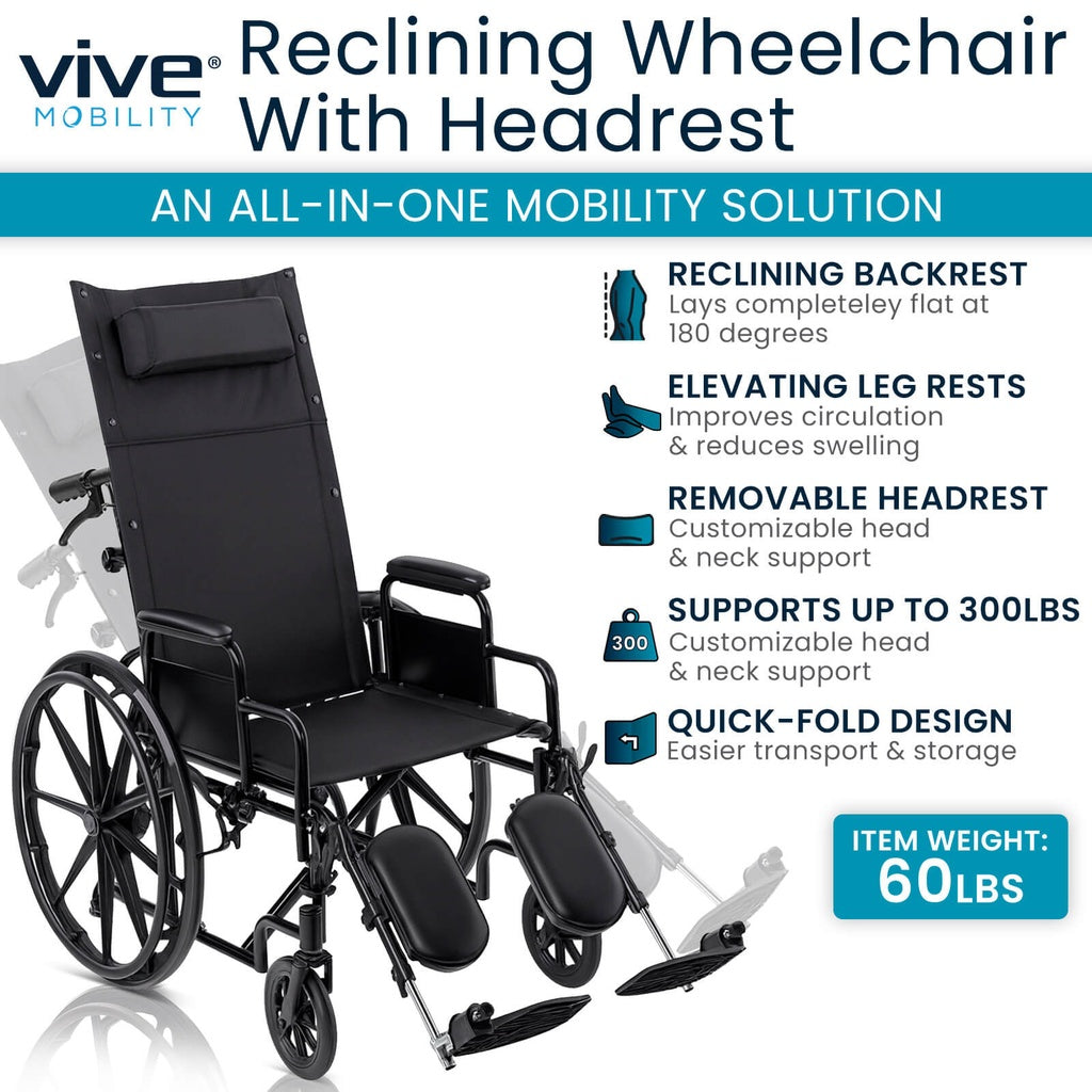 Reclining Wheelchair with Headrest