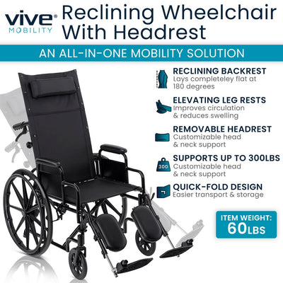 Reclining Wheelchair with Headrest