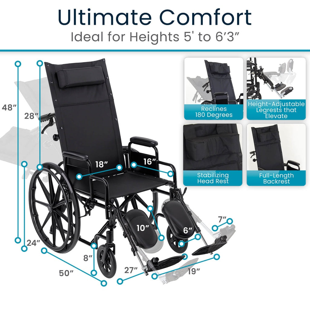 Reclining Wheelchair with Headrest