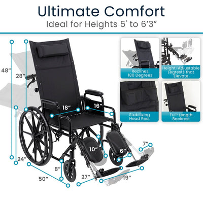 Reclining Wheelchair with Headrest