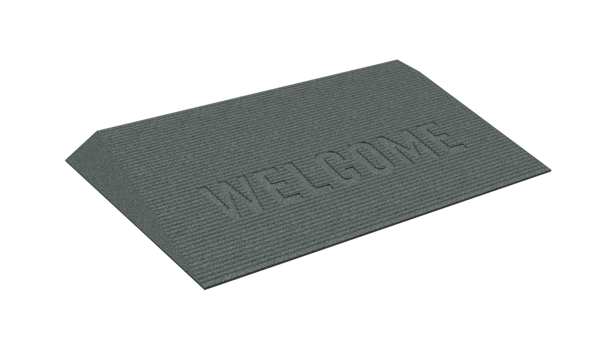 EZ-ACCESS TRANSITIONS Angled Entry Mat, 2.5 in / Grey / Welcome