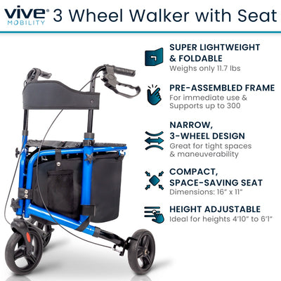 Tri-Rollator With Seat