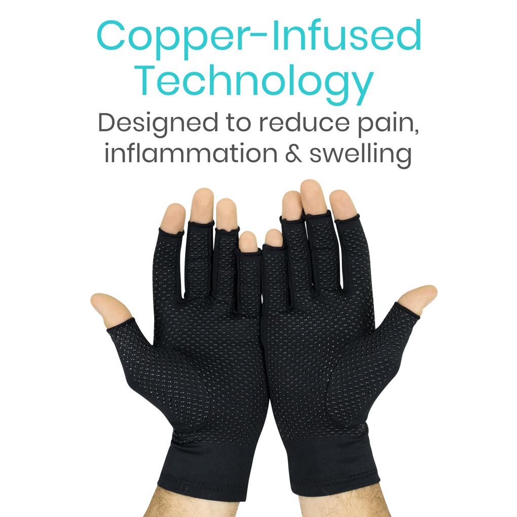 Copper Arthritis Gloves, Fingerless