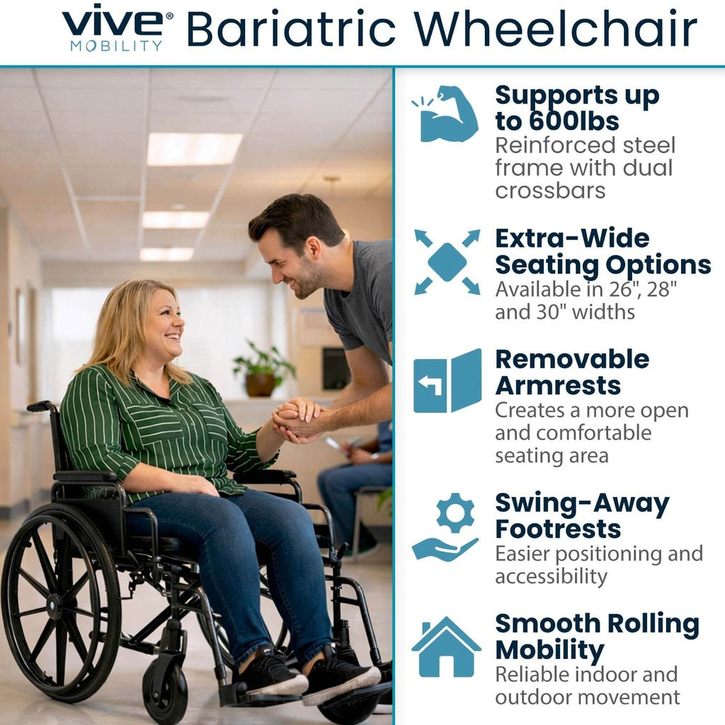 Bariatric Wheelchair K7, 26 to 30 Inch, 600 lb