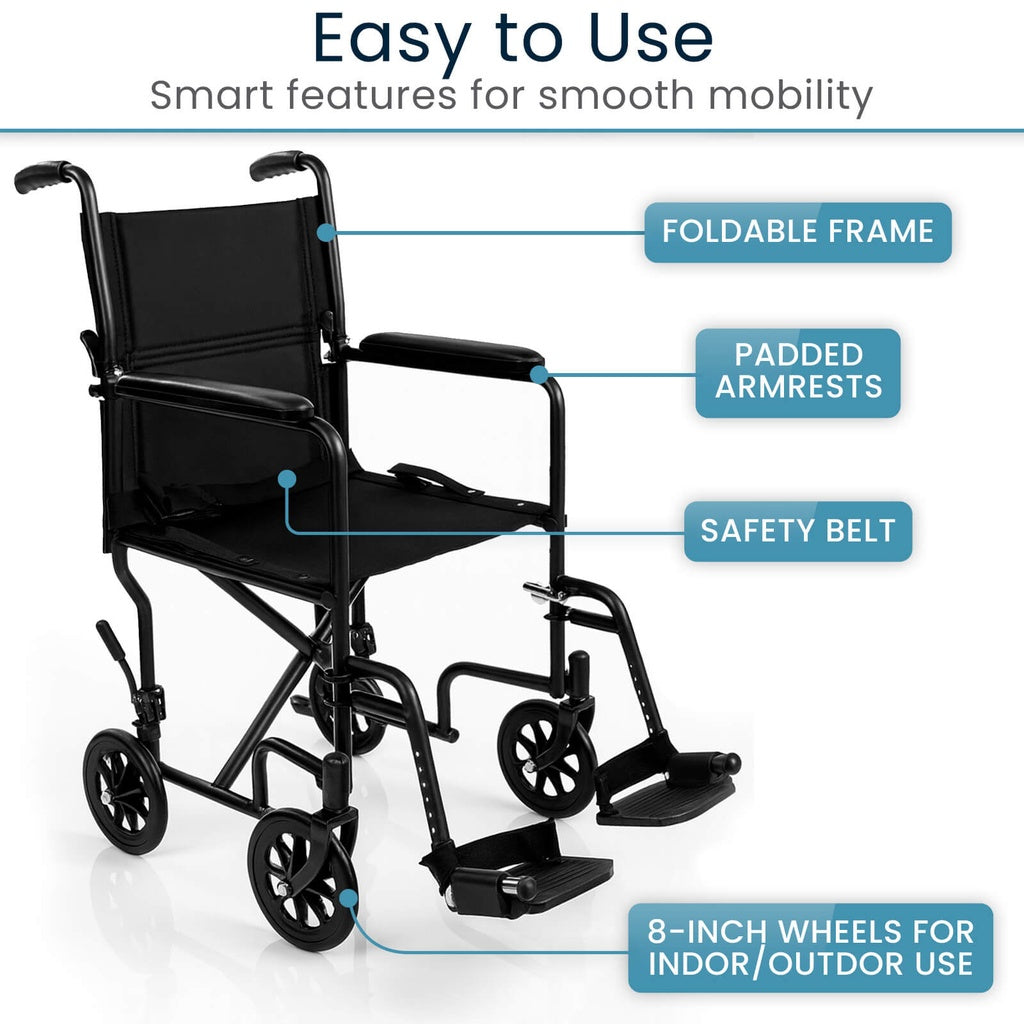 Core Transport Wheelchair, 17 Inch Seat