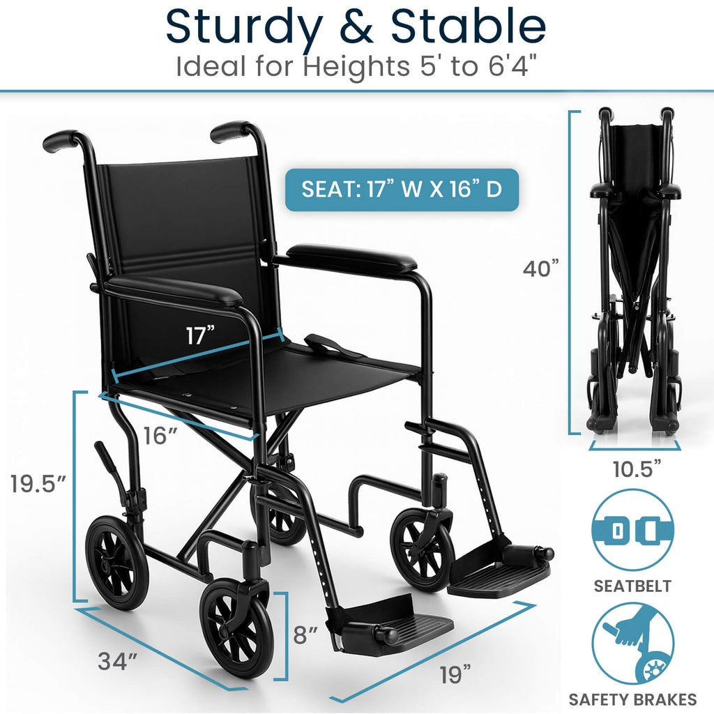 Core Transport Wheelchair, 17 Inch Seat