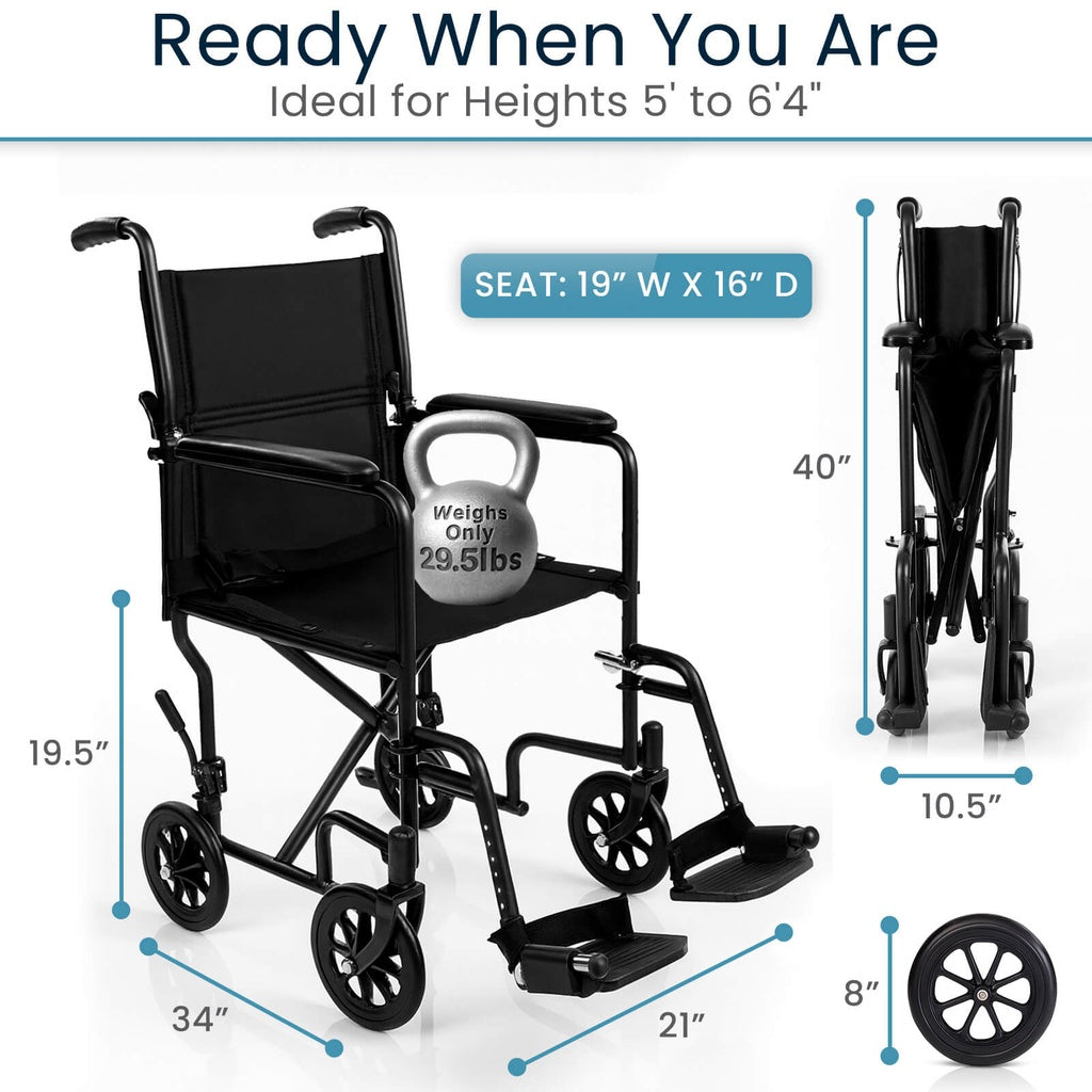 Core Transport Wheelchair, 17 Inch Seat