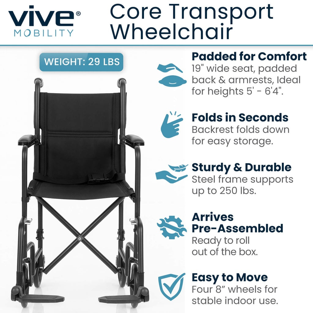 Core Transport Wheelchair, 17 Inch Seat